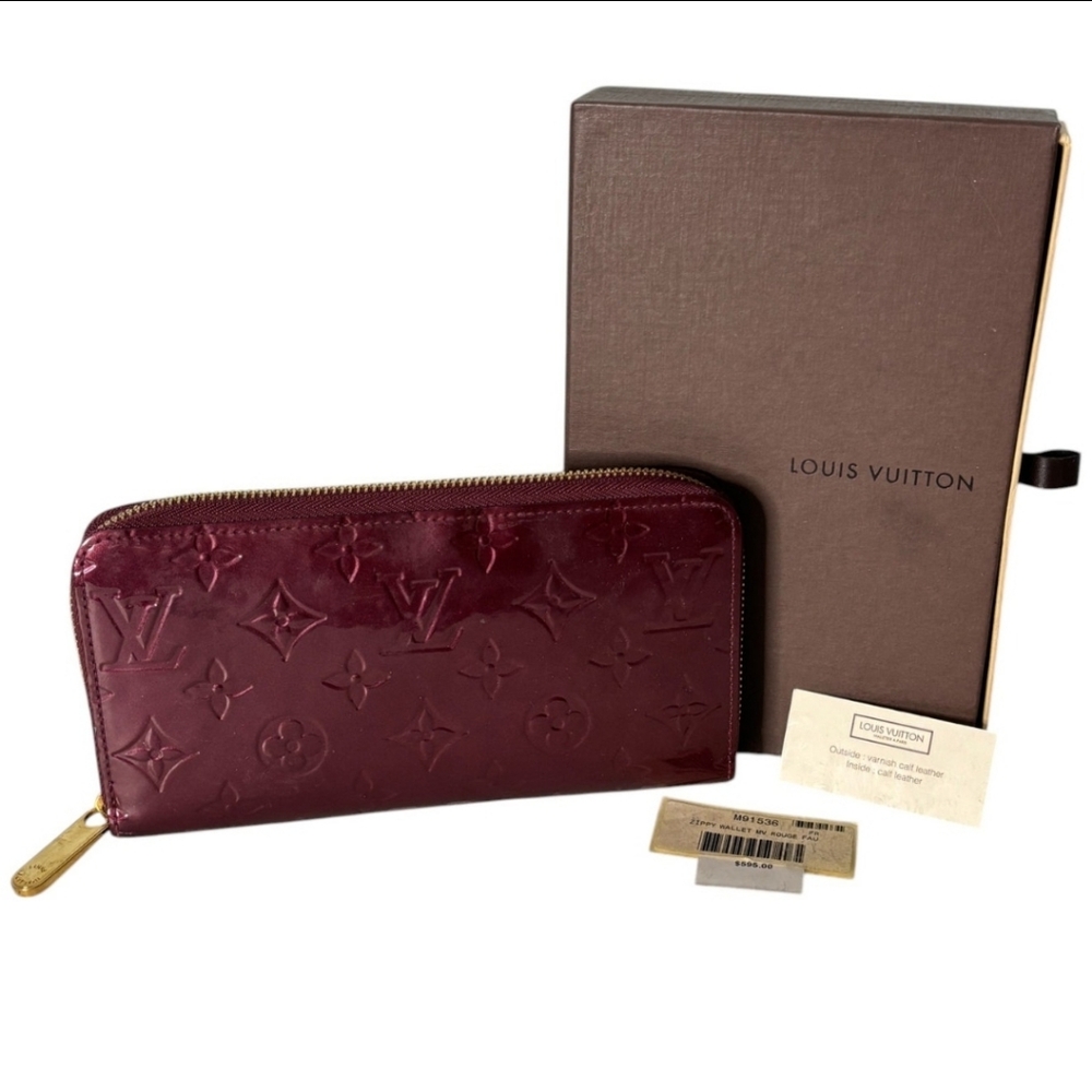 Louis Vuitton Vernis Patent Leather France  Burgundy Wallet Boxed Serial number